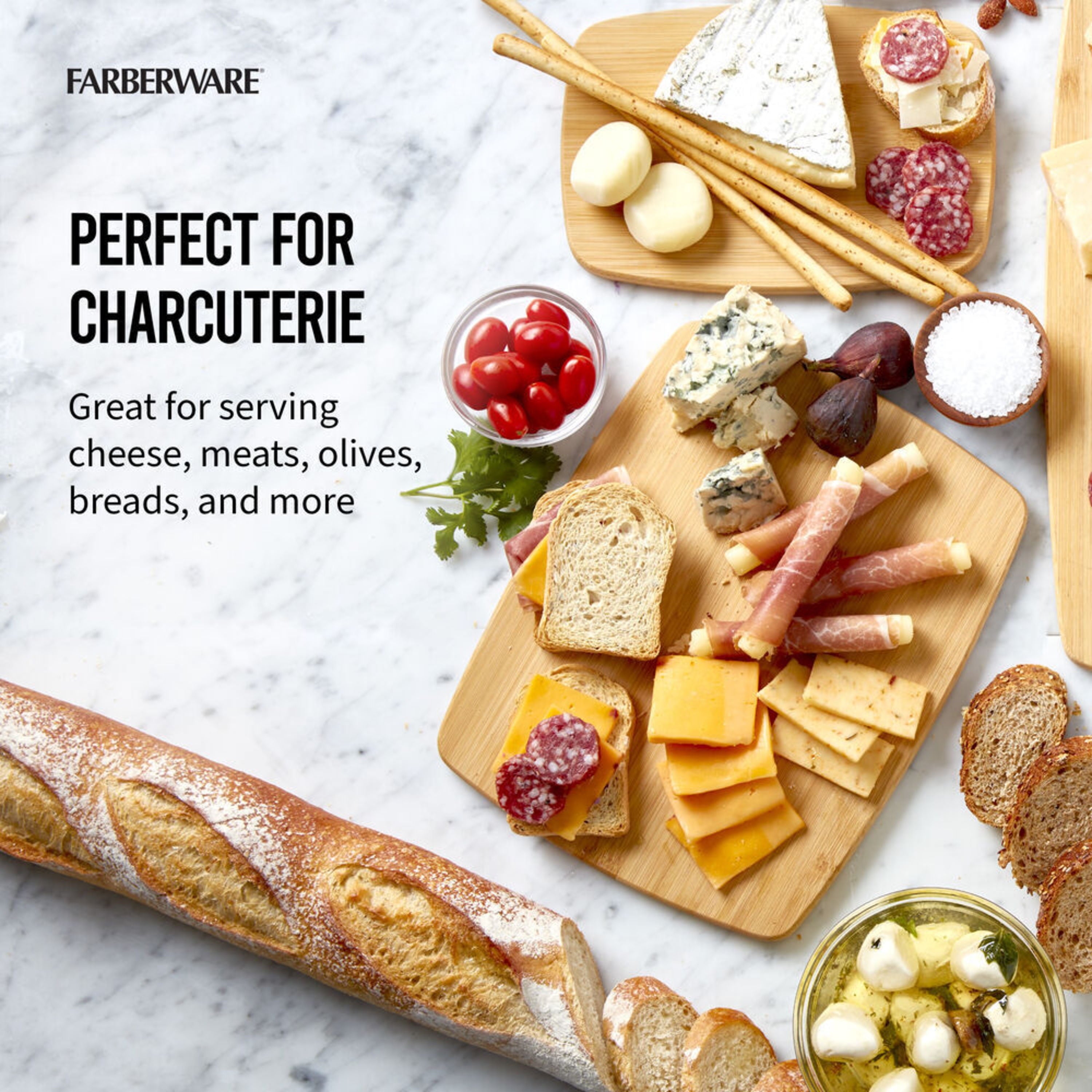 Farberware 3 Piece Kitchen Cutting Board Set Bamboo